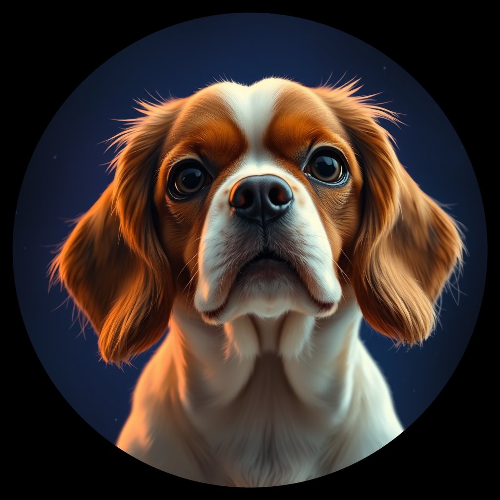 Cosmic medallion portrait of cHD11_123_cHD11_123, a Cavalier King Charles Spaniel