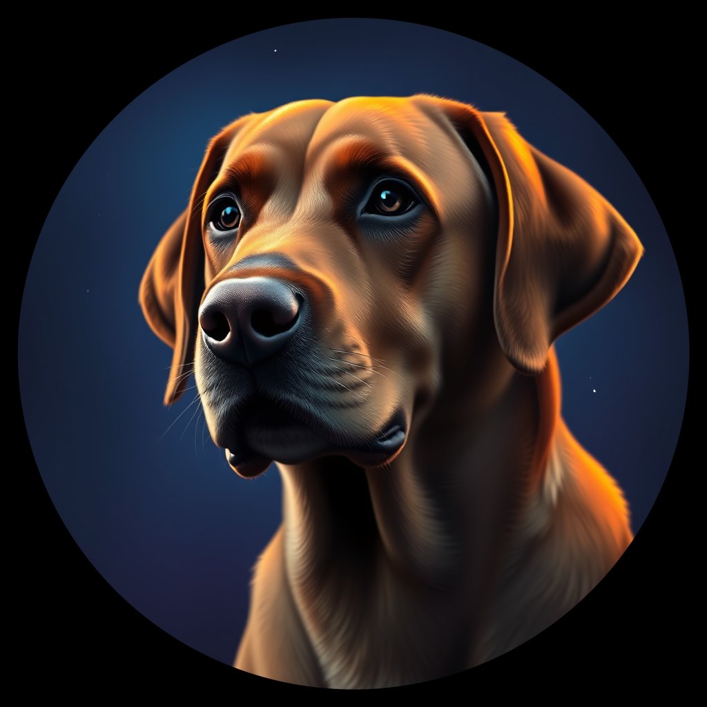 Cosmic medallion portrait of cHD11_135_cHD11_135, a Labrador Retriever