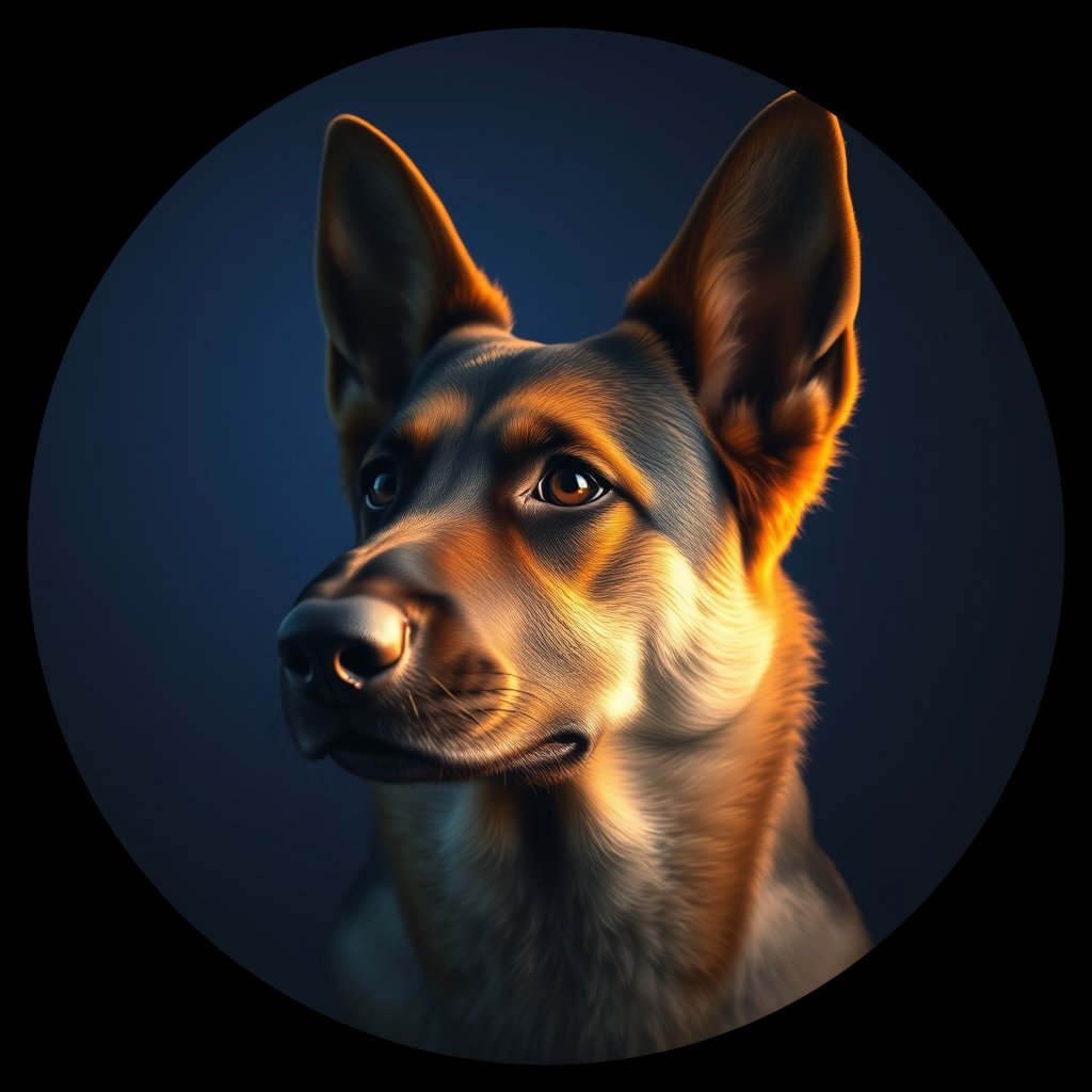 Cosmic medallion portrait of cHD11_13_cHD11_13, a Belgian Shepherd