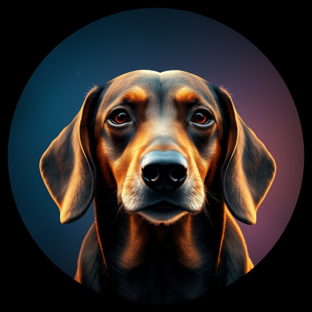 Cosmic medallion portrait of cHD11_140_cHD11_140, a Dachshund