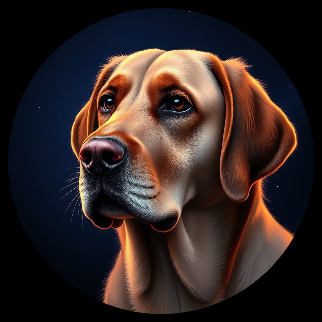 Cosmic medallion portrait of cHD11_143_cHD11_143, a Labrador Retriever