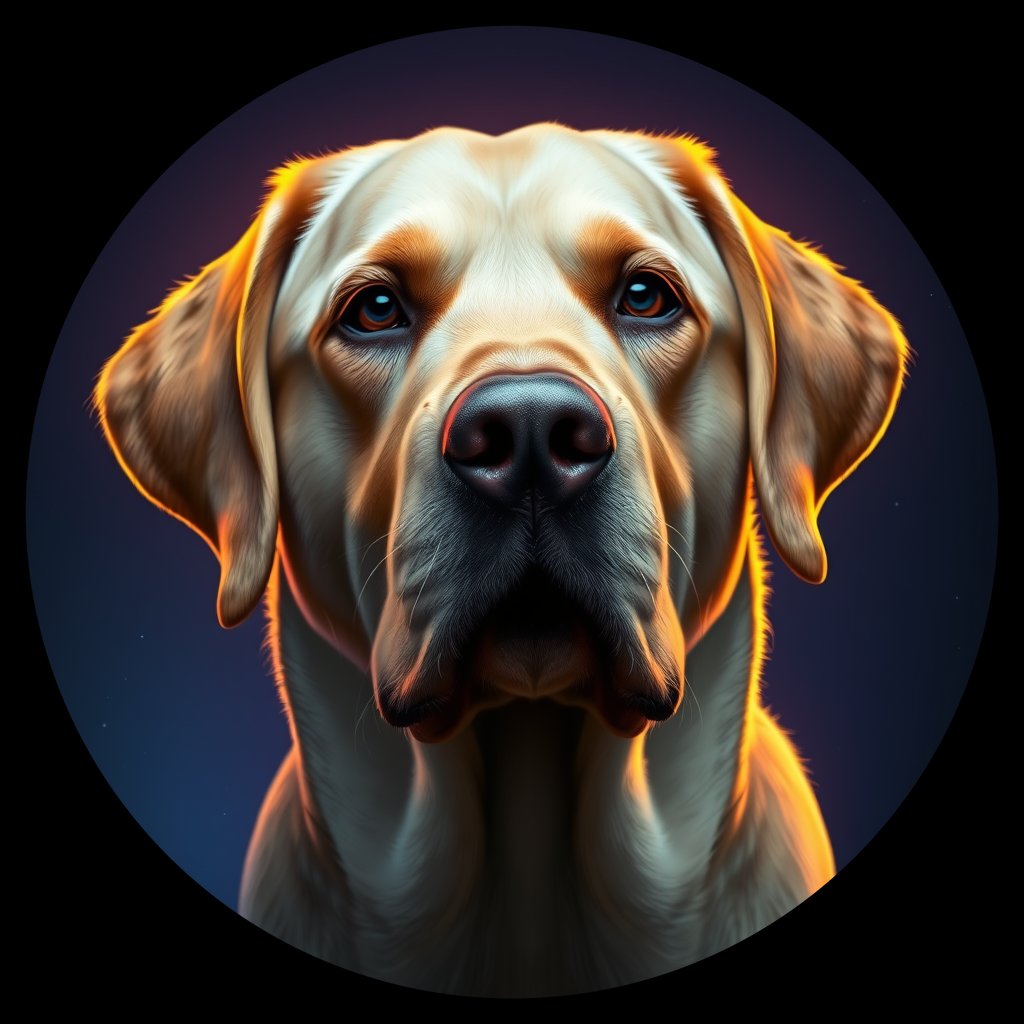 Cosmic medallion portrait of cHD11_145_cHD11_145, a Labrador Retriever