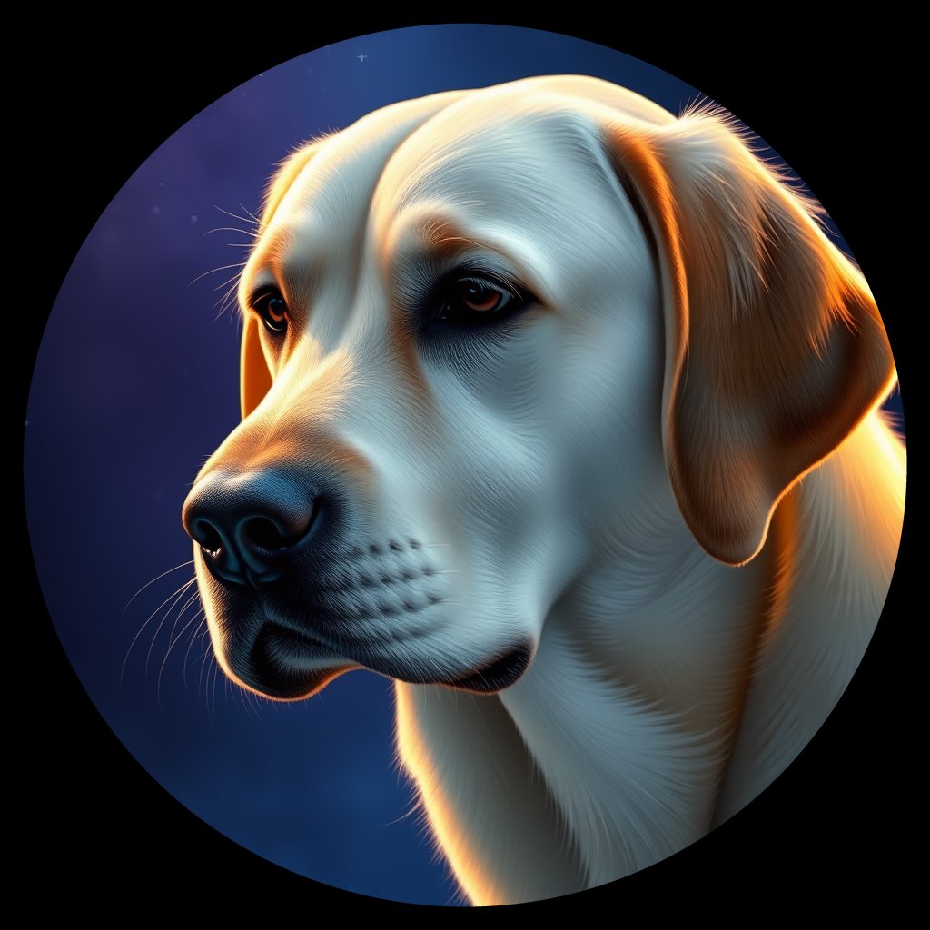 Cosmic medallion portrait of cHD11_146_cHD11_146, a Labrador Retriever