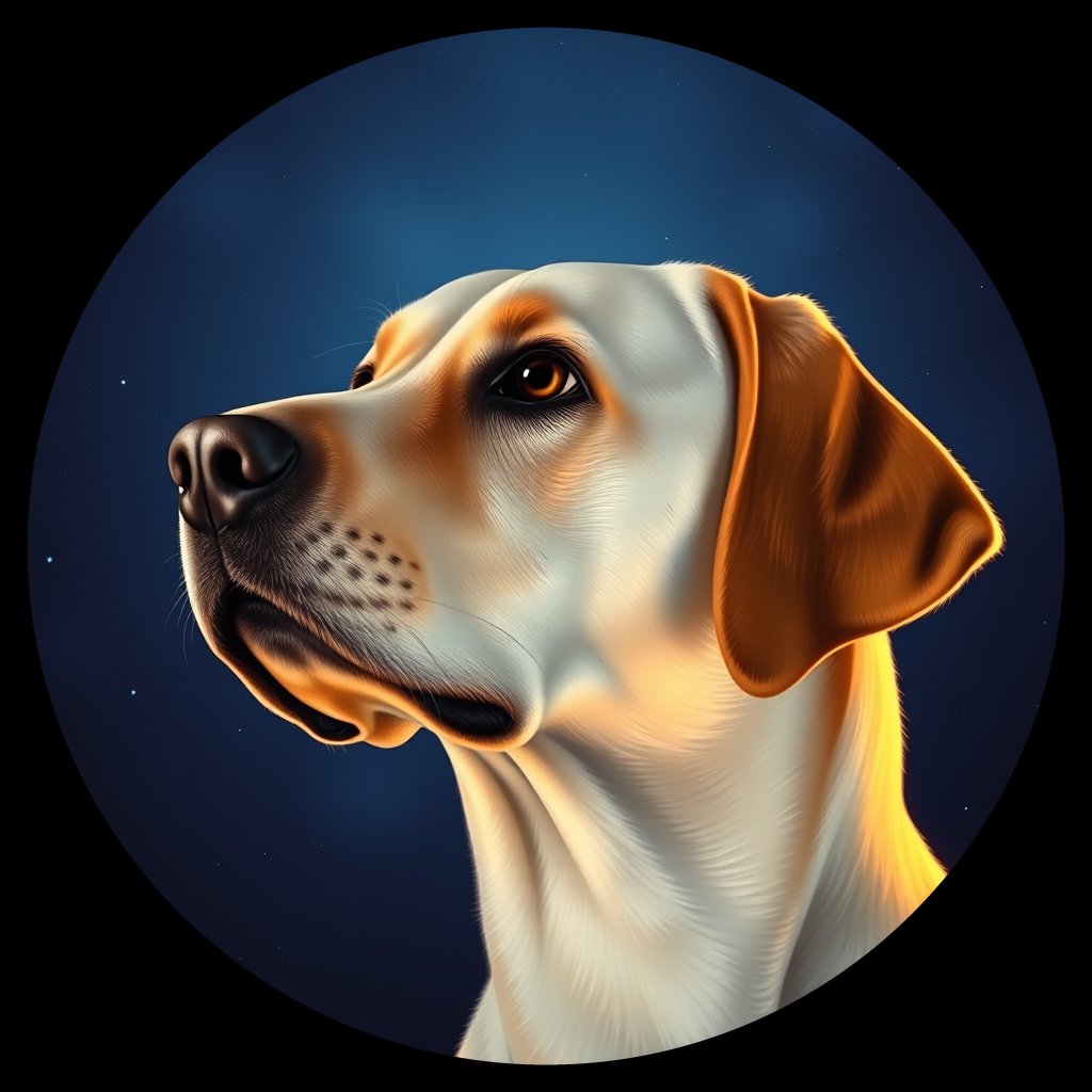 Cosmic medallion portrait of cHD11_147_cHD11_147, a Labrador Retriever