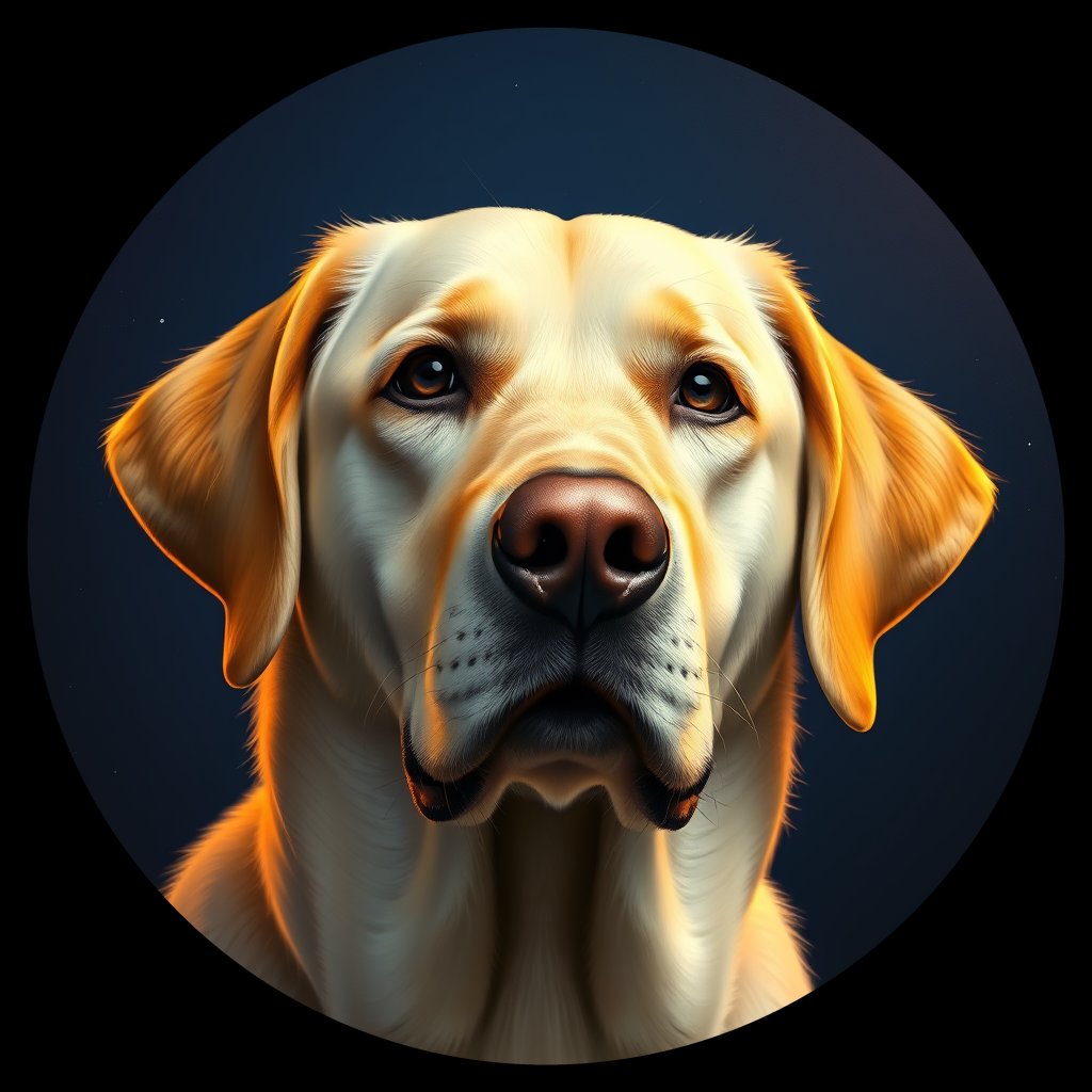 Cosmic medallion portrait of cHD11_148_cHD11_148, a Labrador Retriever