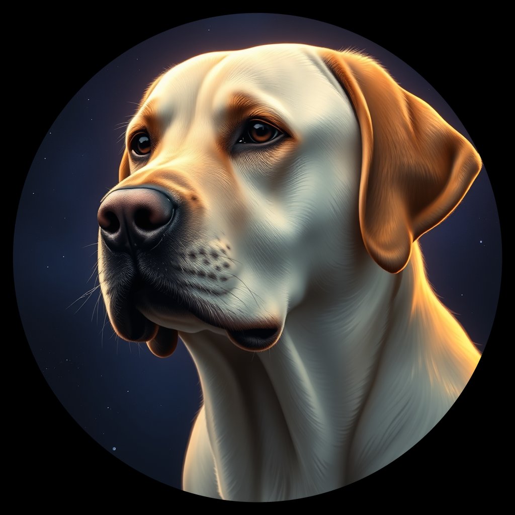 Cosmic medallion portrait of cHD11_149_cHD11_149, a Labrador Retriever