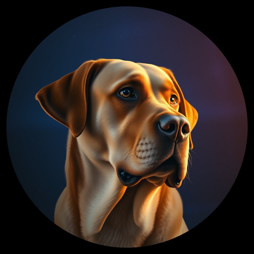 Cosmic medallion portrait of cHD11_150_cHD11_150, a Labrador Retriever