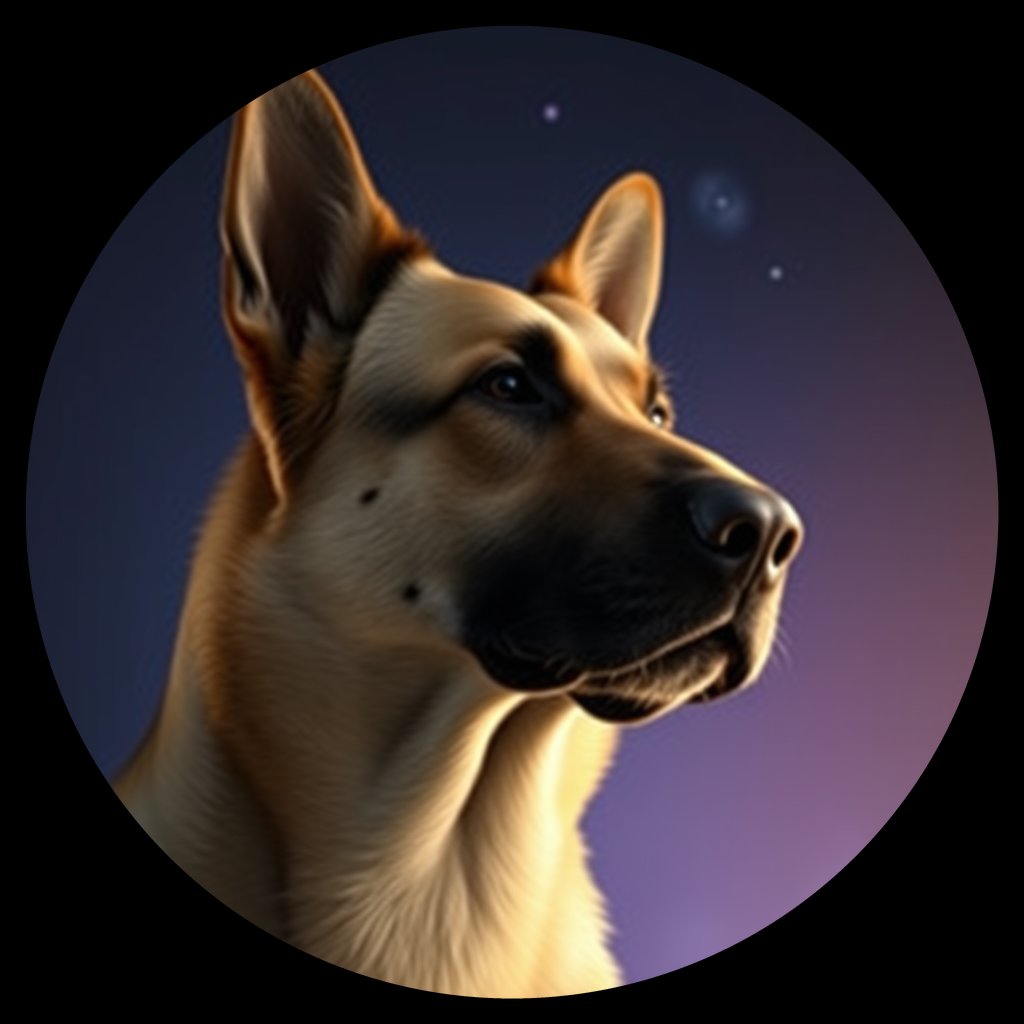 Cosmic medallion portrait of cHD11_159_cHD11_159, a Belgian Shepherd