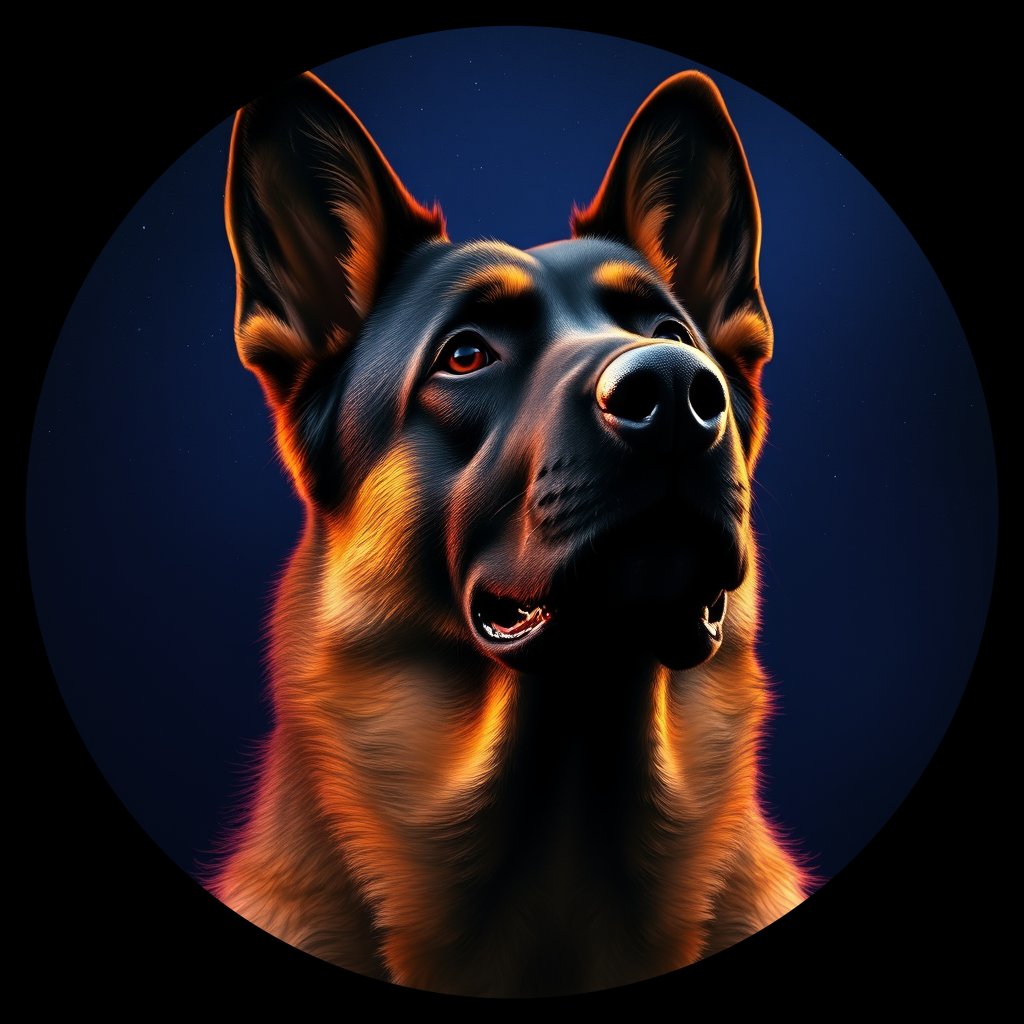 Cosmic medallion portrait of cHD11_15_cHD11_15, a Belgian Shepherd