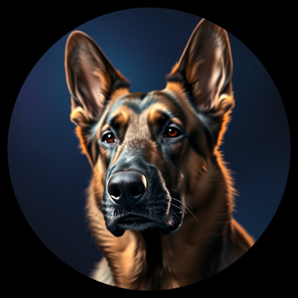 Cosmic medallion portrait of cHD11_164_cHD11_164, a Belgian Shepherd