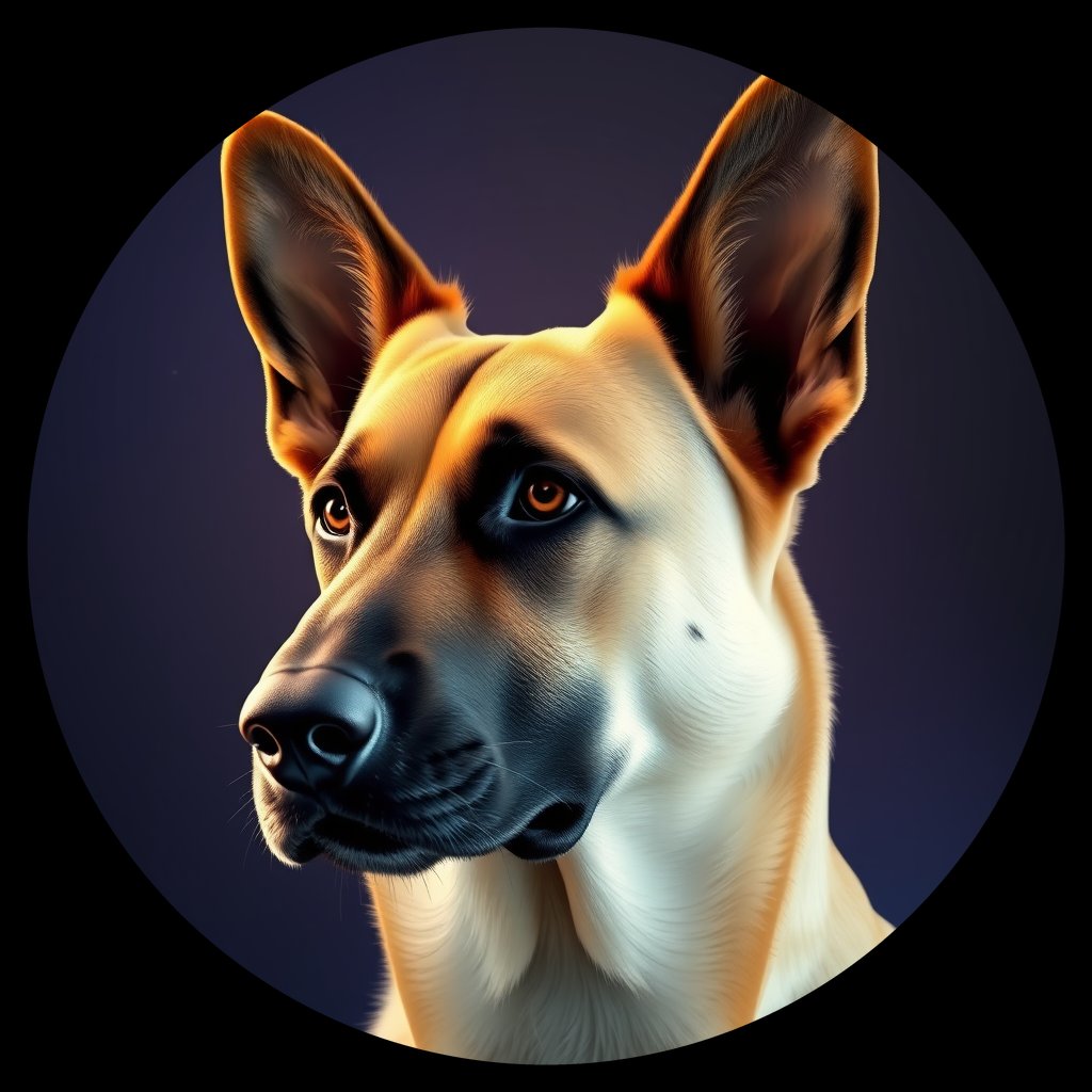 Cosmic medallion portrait of cHD11_165_cHD11_165, a Belgian Shepherd