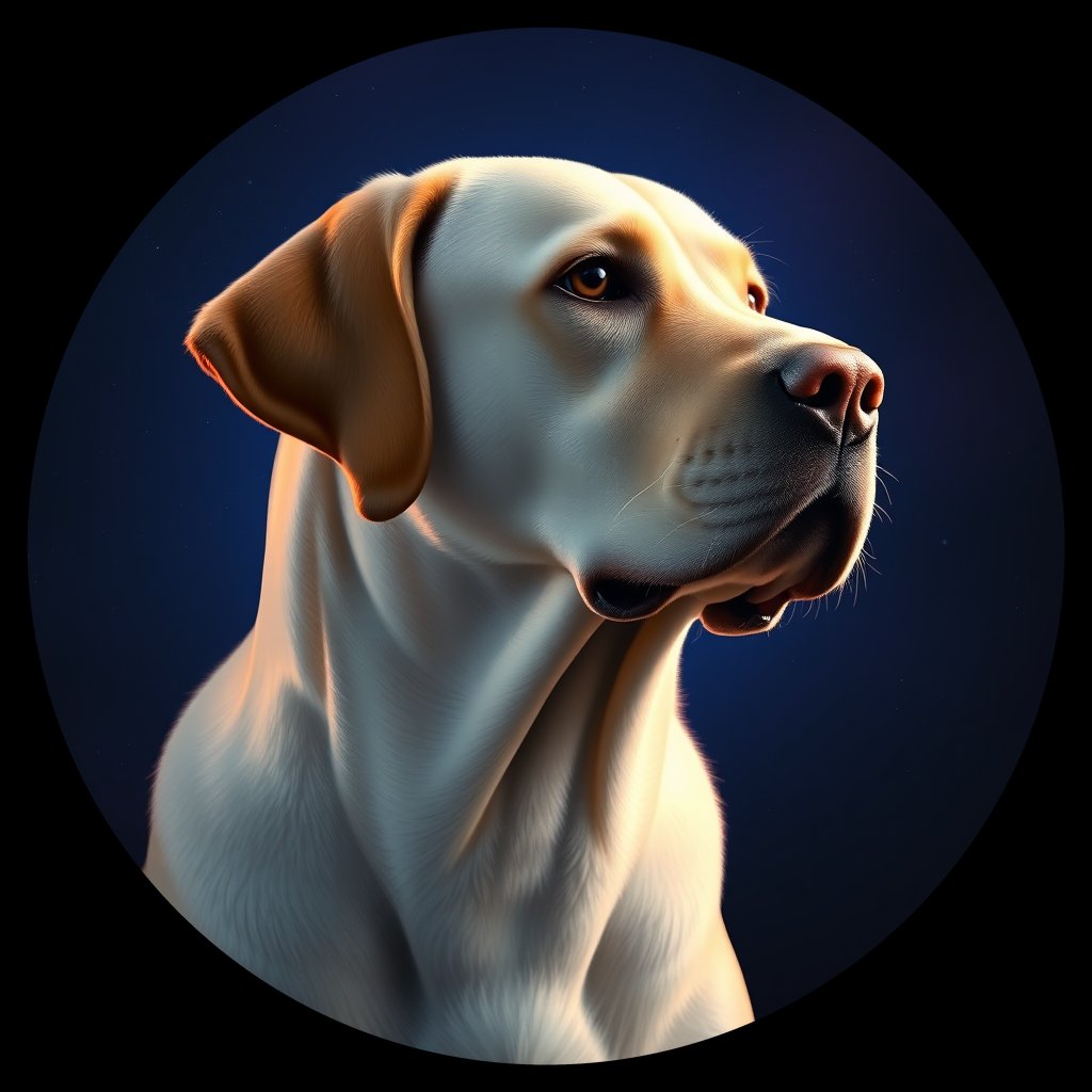 Cosmic medallion portrait of cHD11_166_cHD11_166, a Labrador Retriever