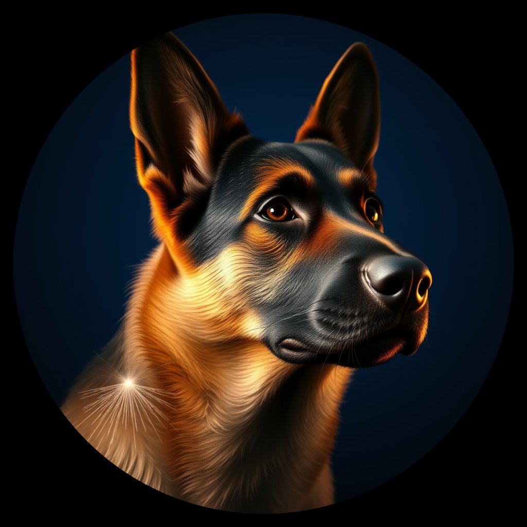 Cosmic medallion portrait of cHD11_167_cHD11_167, a Belgian Shepherd