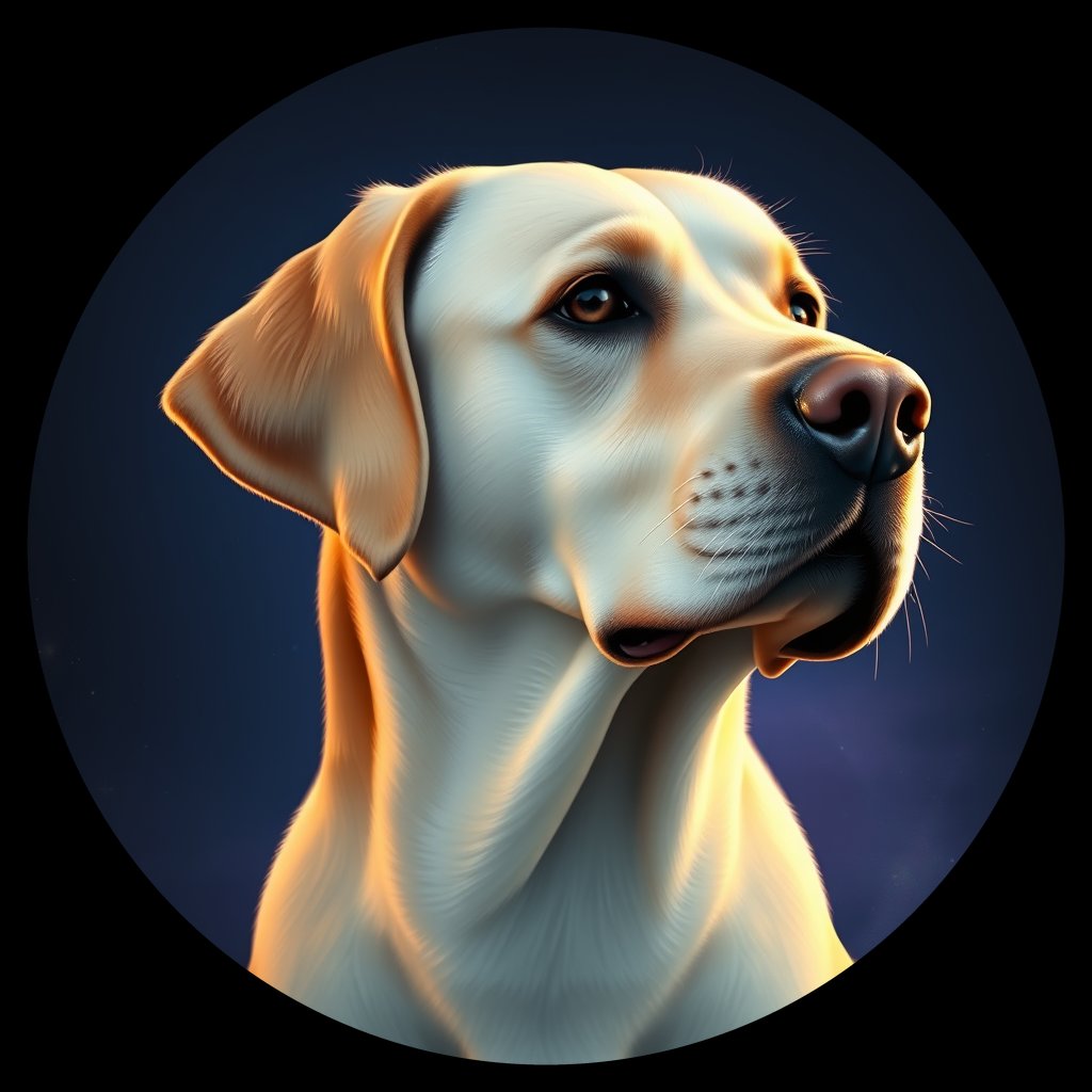 Cosmic medallion portrait of cHD11_168_cHD11_168, a Labrador Retriever