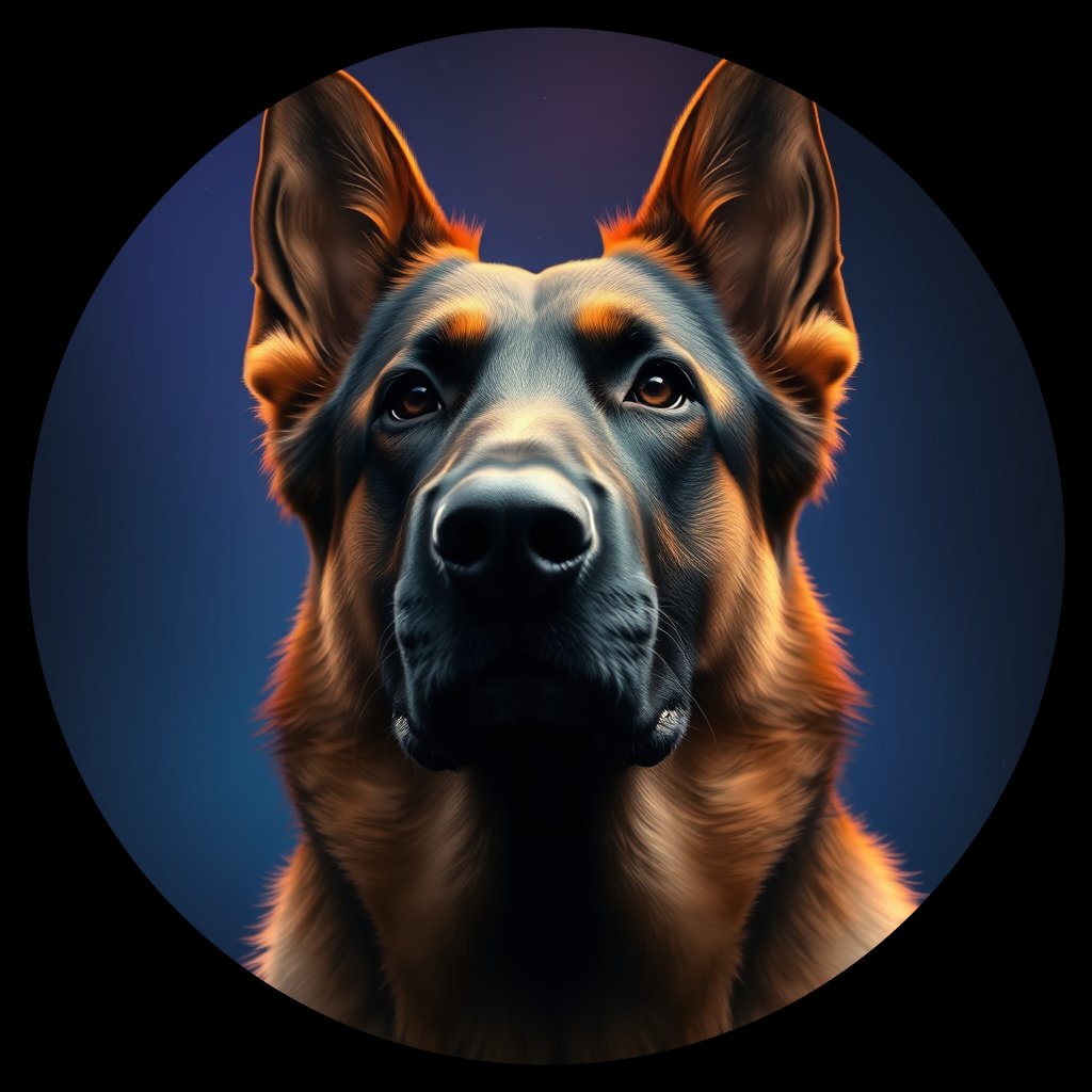Cosmic medallion portrait of cHD11_16_cHD11_16, a Belgian Shepherd