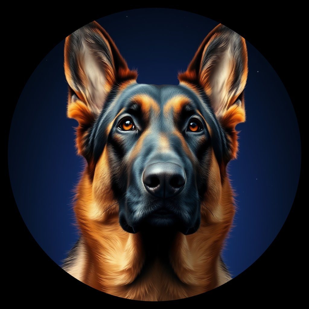 Cosmic medallion portrait of cHD11_170_cHD11_170, a Belgian Shepherd