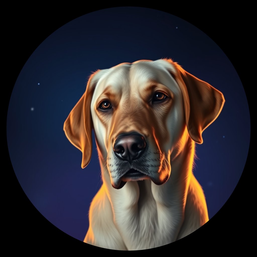 Cosmic medallion portrait of cHD11_171_cHD11_171, a Labrador Retriever