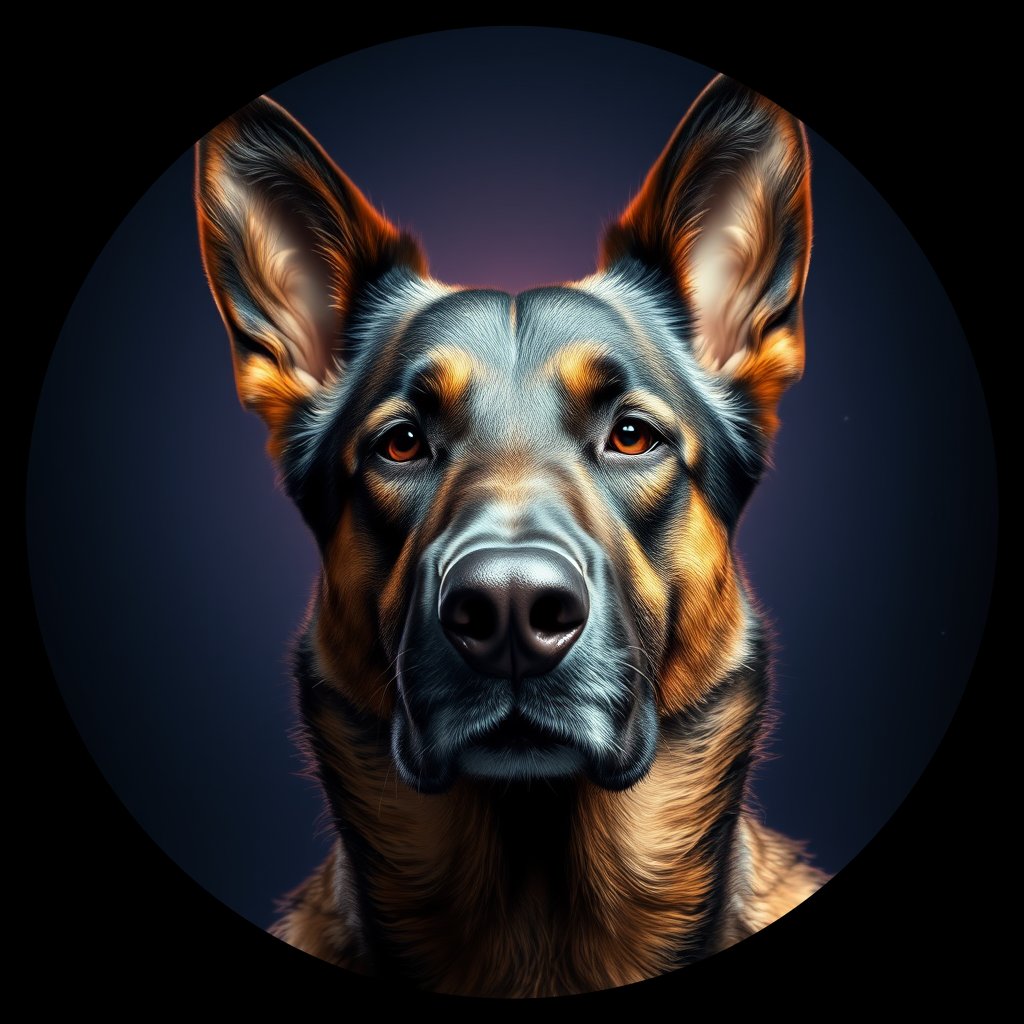 Cosmic medallion portrait of cHD11_173_cHD11_173, a Belgian Shepherd