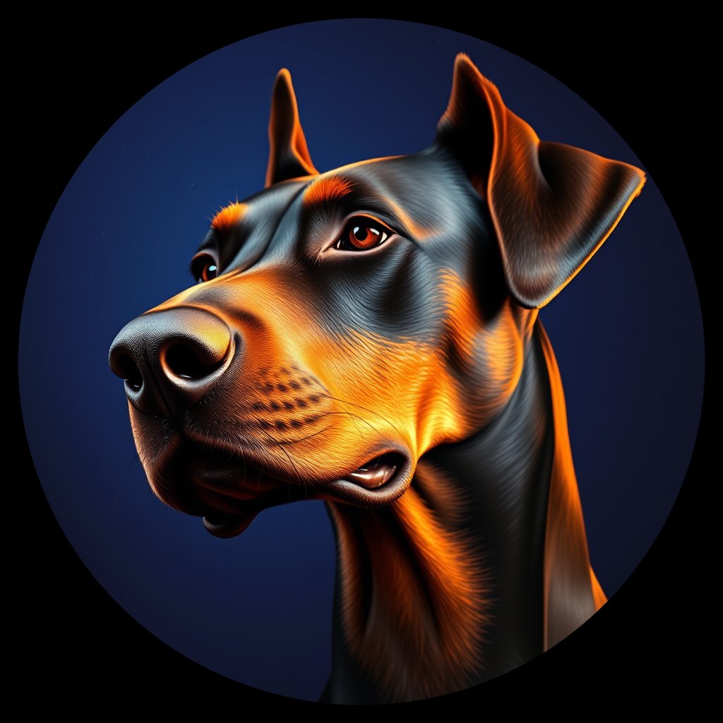 Cosmic medallion portrait of cHD11_174_cHD11_174, a Doberman Pinscher