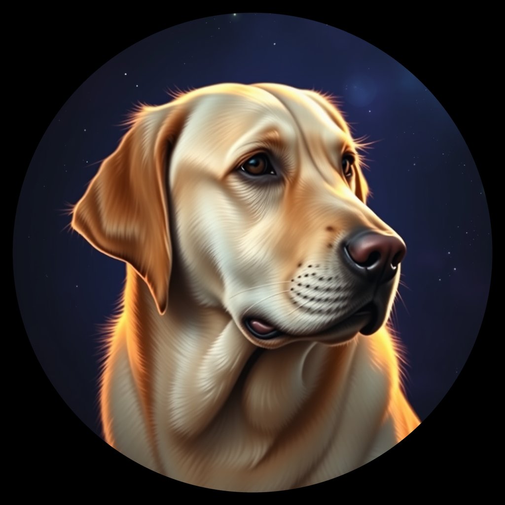 Cosmic medallion portrait of cHD11_179_cHD11_179, a Labrador Retriever