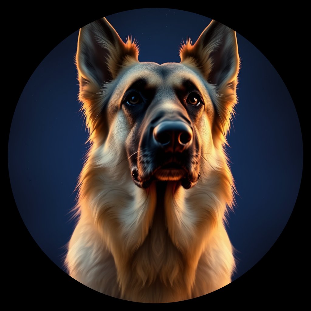 Cosmic medallion portrait of cHD11_17_cHD11_17, a Belgian Shepherd