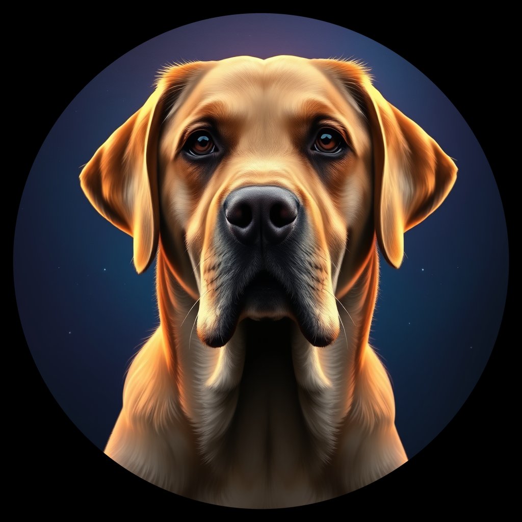 Cosmic medallion portrait of cHD11_180_cHD11_180, a Labrador Retriever