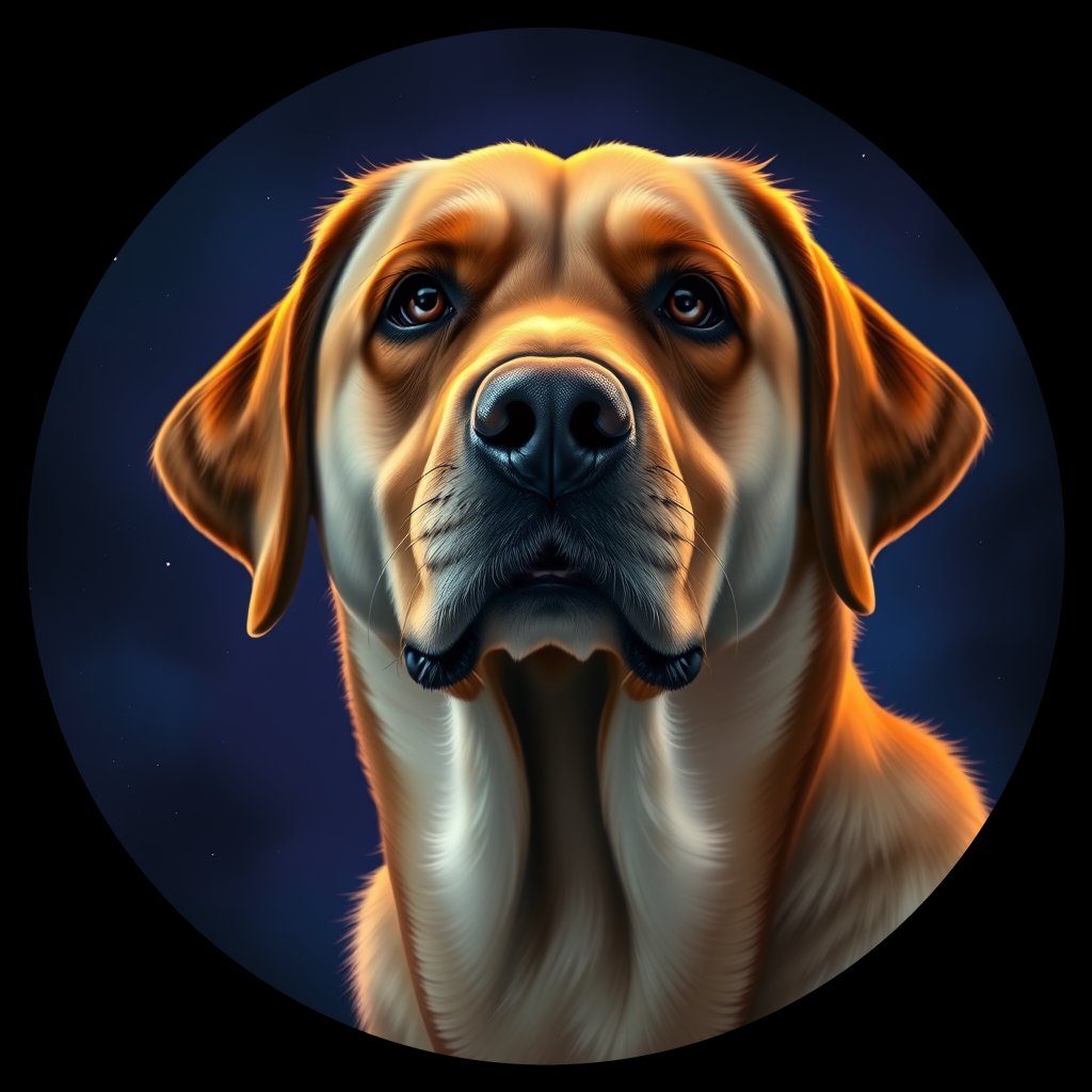 Cosmic medallion portrait of cHD11_182_cHD11_182, a Labrador Retriever
