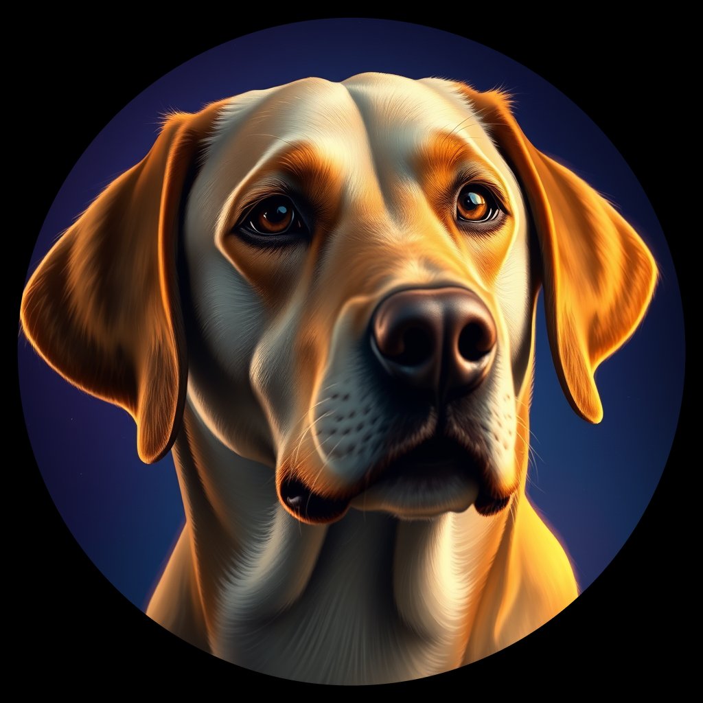 Cosmic medallion portrait of cHD11_184_cHD11_184, a Labrador Retriever