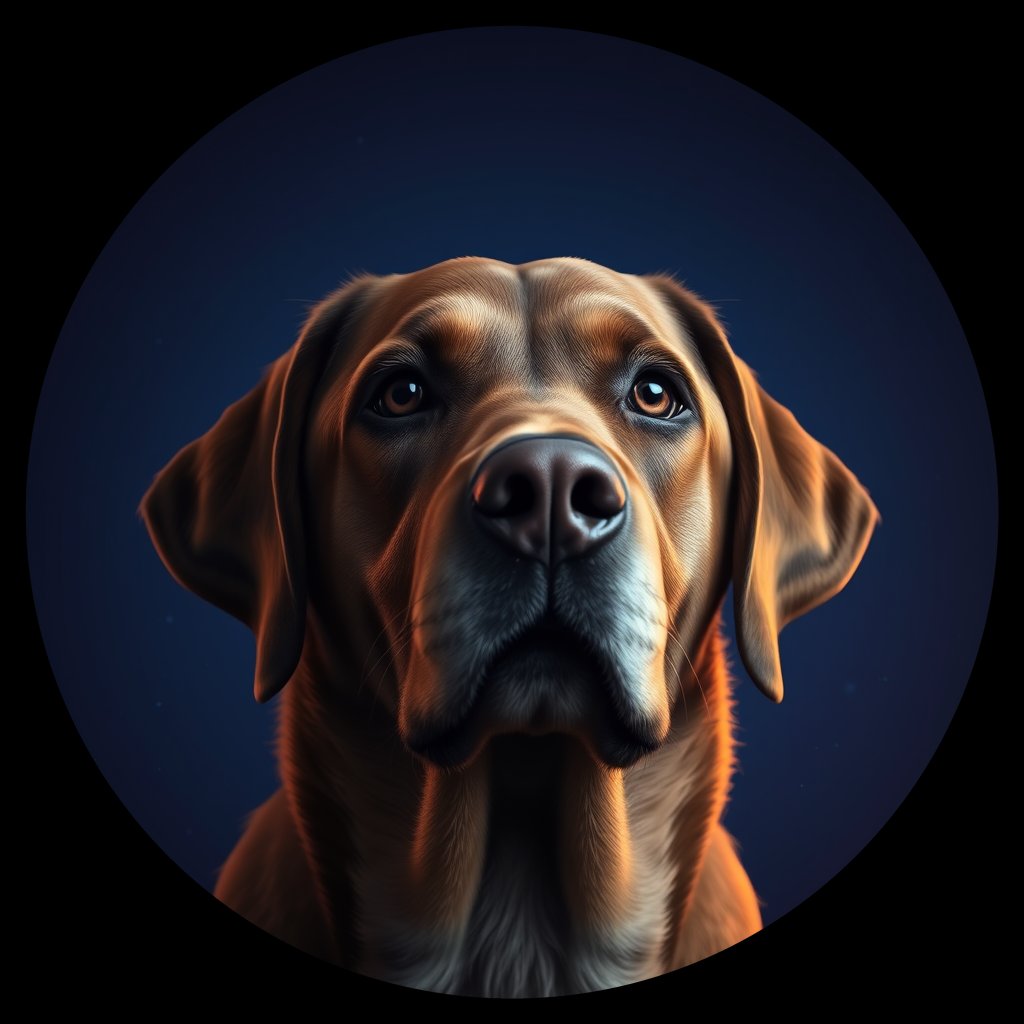 Cosmic medallion portrait of cHD11_185_cHD11_185, a Labrador Retriever