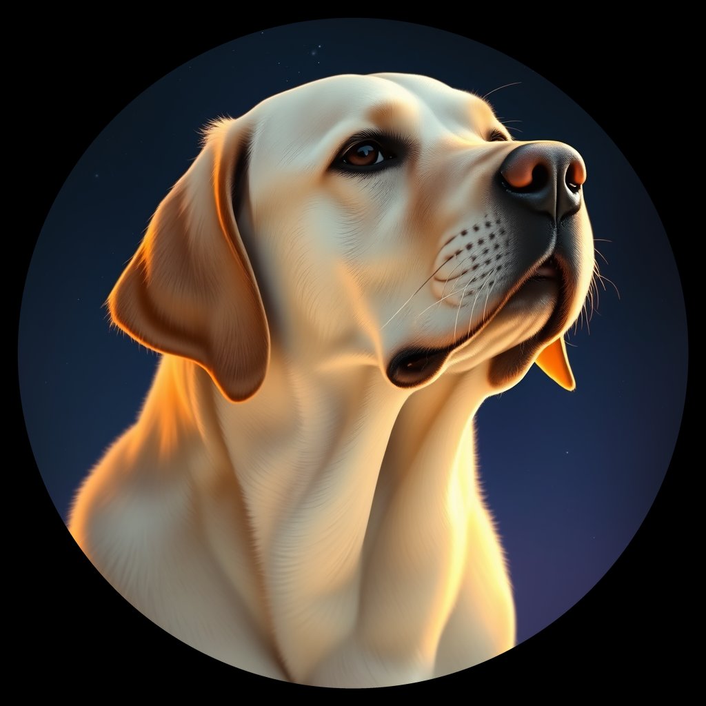 Cosmic medallion portrait of cHD11_186_cHD11_186, a Labrador Retriever