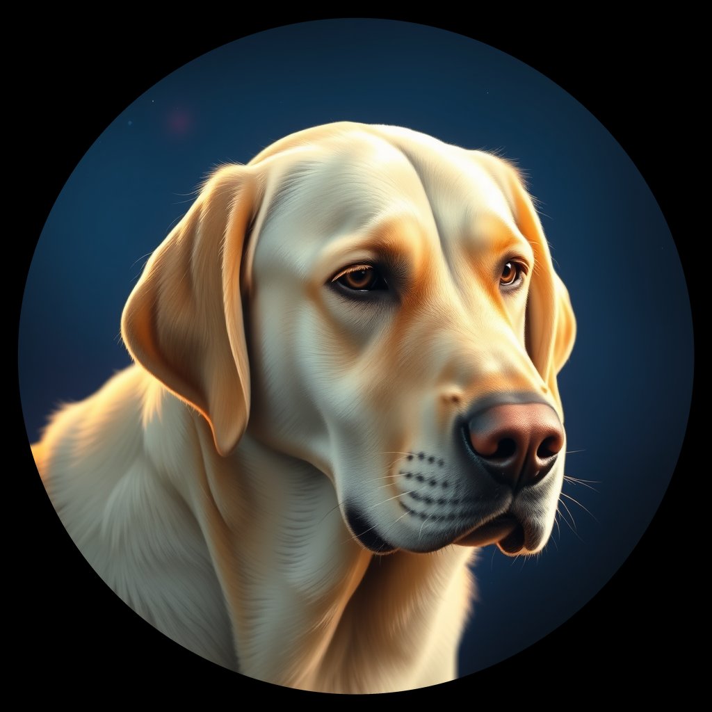 Cosmic medallion portrait of cHD11_187_cHD11_187, a Labrador Retriever