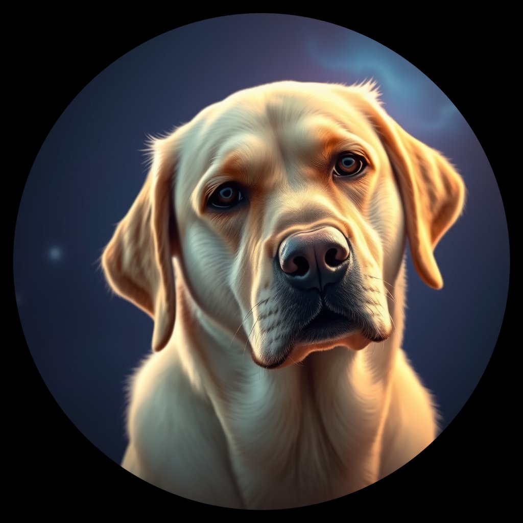 Cosmic medallion portrait of cHD11_188_cHD11_188, a Labrador Retriever