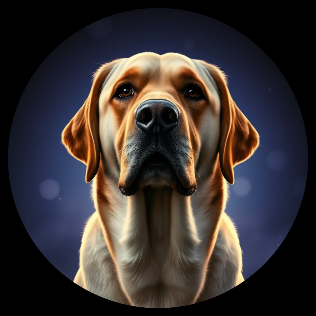 Cosmic medallion portrait of cHD11_189_cHD11_189, a Labrador Retriever