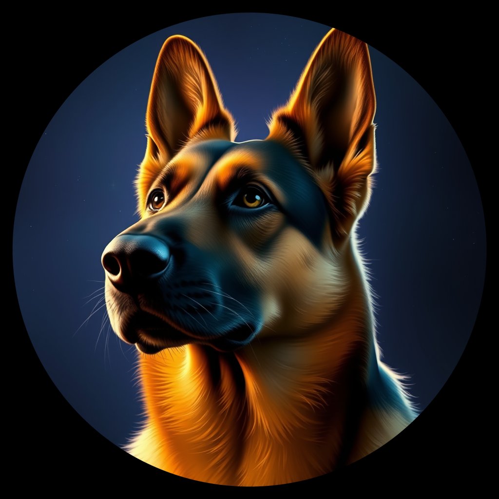 Cosmic medallion portrait of cHD11_20_cHD11_20, a Belgian Shepherd