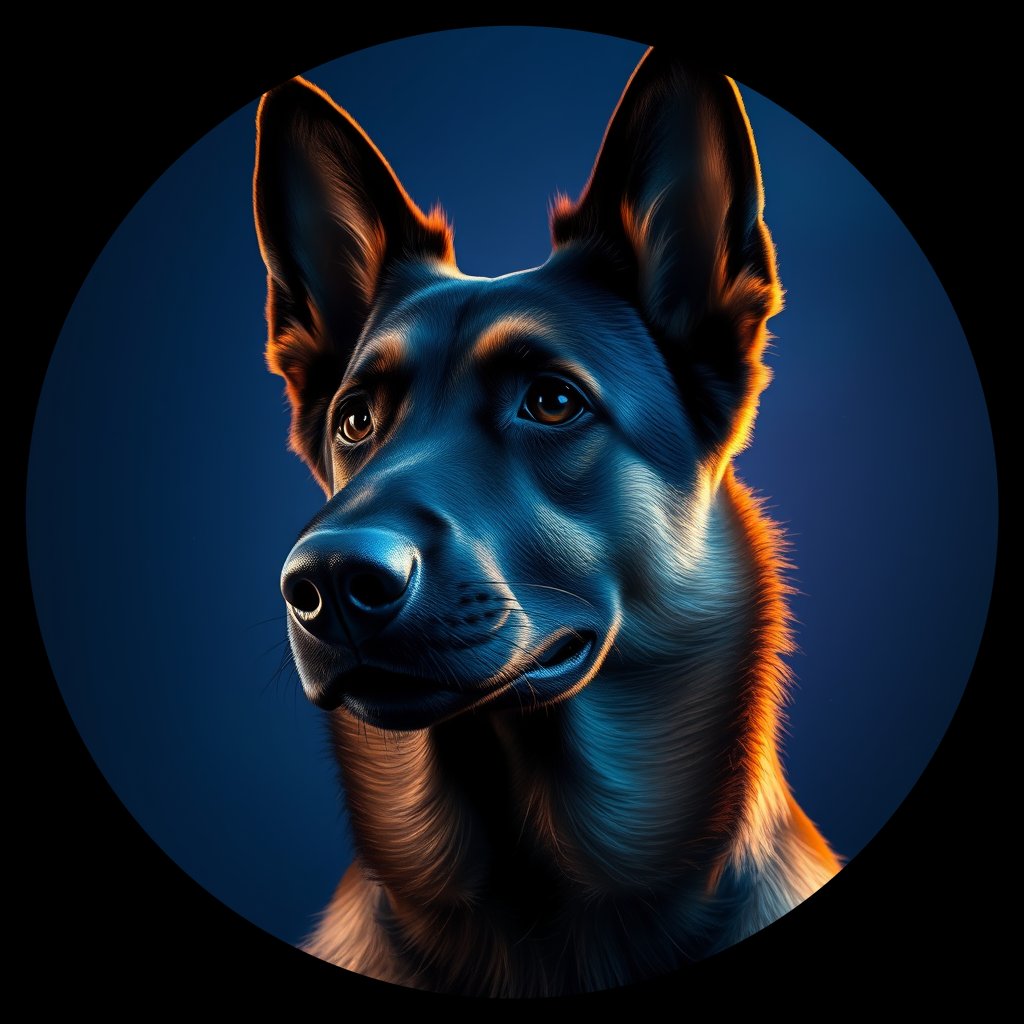 Cosmic medallion portrait of cHD11_21_cHD11_21, a Belgian Shepherd