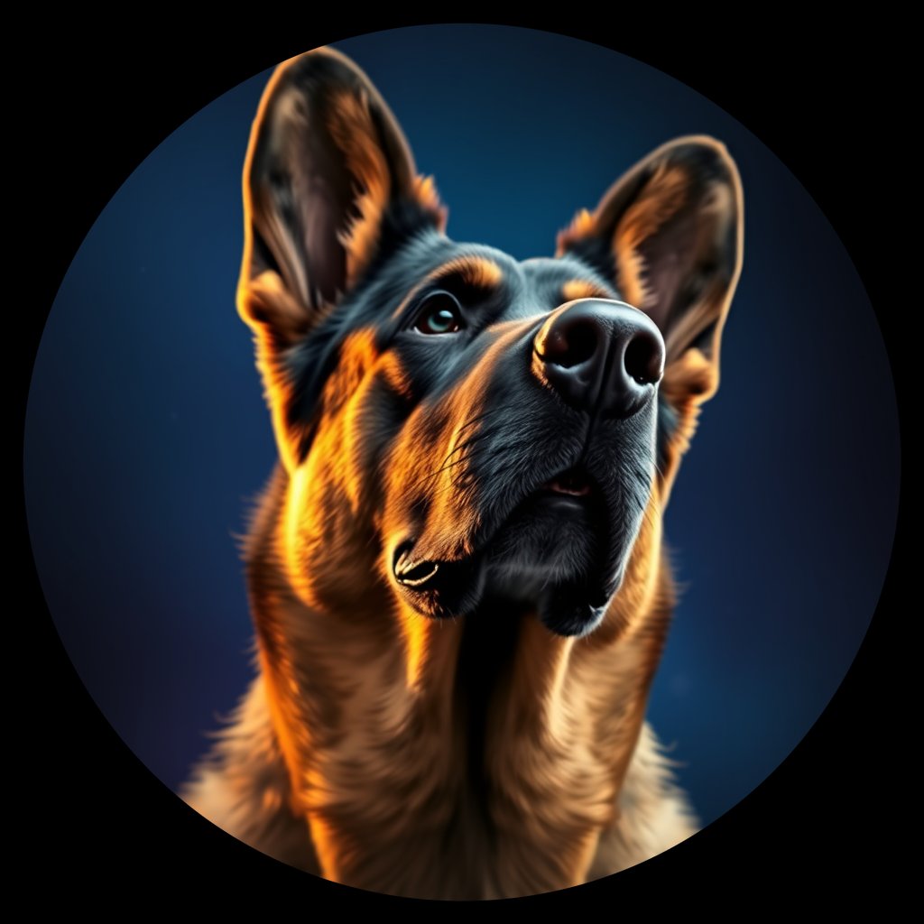 Cosmic medallion portrait of cHD11_24_cHD11_24, a Belgian Shepherd