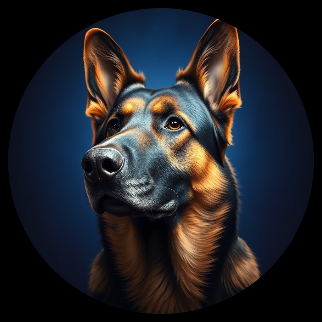 Cosmic medallion portrait of cHD11_25_cHD11_25, a Belgian Shepherd