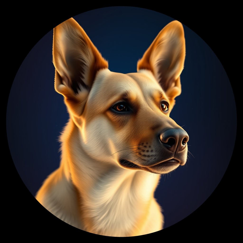 Cosmic medallion portrait of cHD11_27_cHD11_27, a Belgian Shepherd