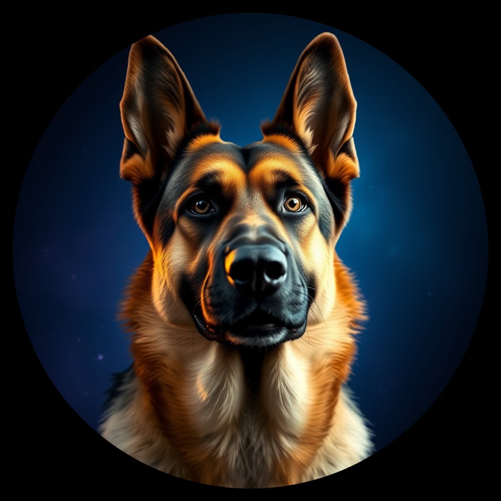 Cosmic medallion portrait of cHD11_31_cHD11_31, a German Shepherd