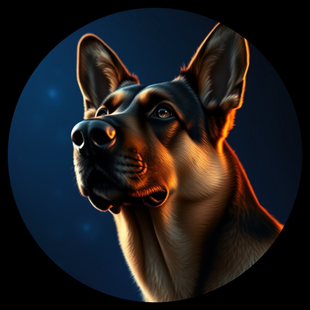 Cosmic medallion portrait of cHD11_32_cHD11_32, a German Shepherd
