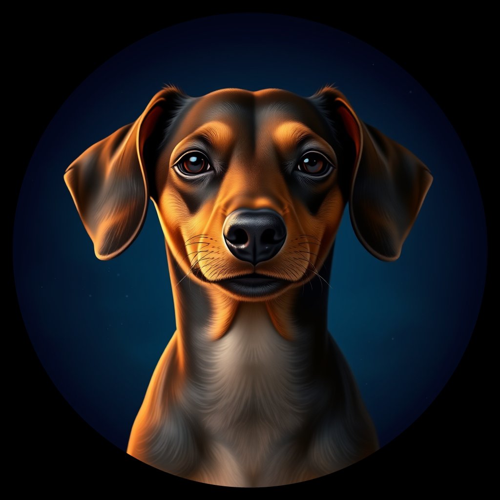 Cosmic medallion portrait of cHD11_33_cHD11_33, a Dachshund