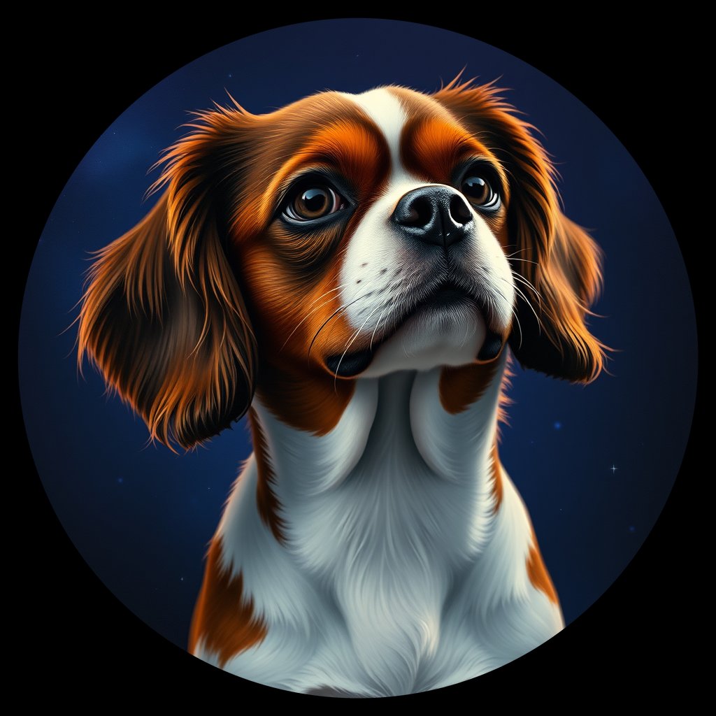 Cosmic medallion portrait of cHD11_34_cHD11_34, a Cavalier King Charles Spaniel
