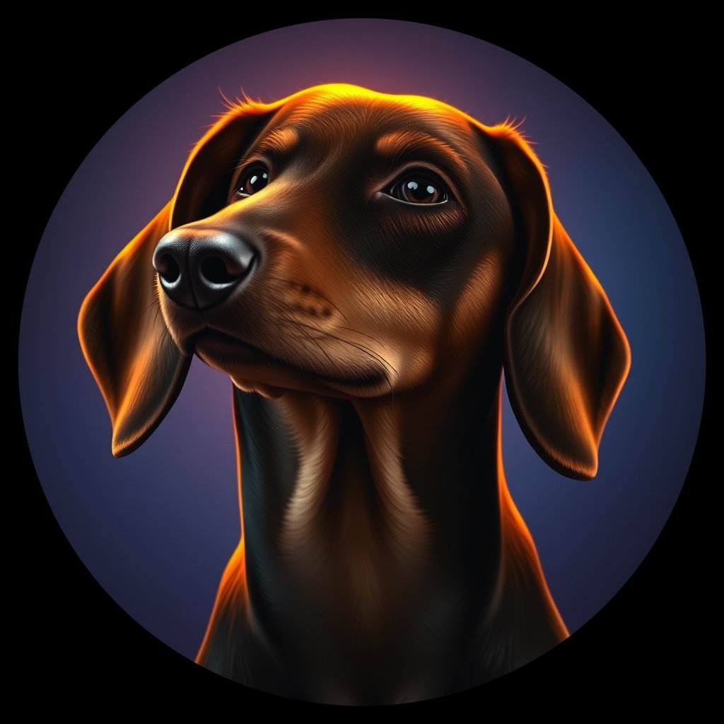 Cosmic medallion portrait of cHD11_35_cHD11_35, a Dachshund