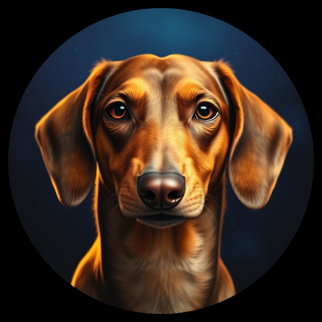 Cosmic medallion portrait of cHD11_36_cHD11_36, a Dachshund