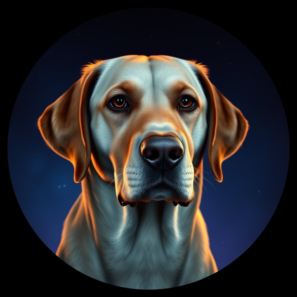 Cosmic medallion portrait of cHD11_37_cHD11_37, a Labrador Retriever