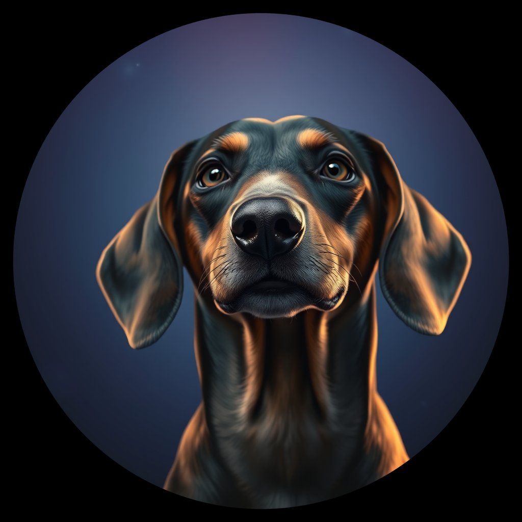 Cosmic medallion portrait of cHD11_39_cHD11_39, a Dachshund
