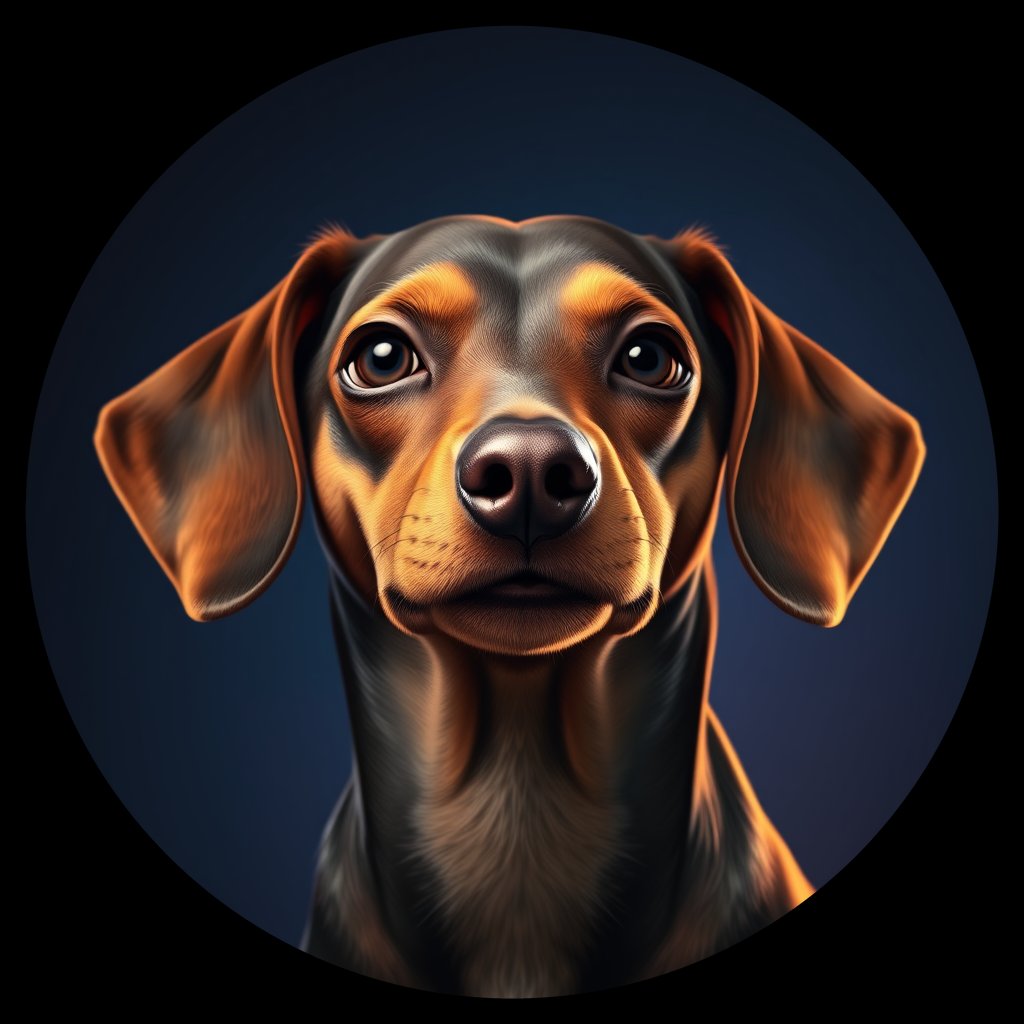 Cosmic medallion portrait of cHD11_43_cHD11_43, a Dachshund