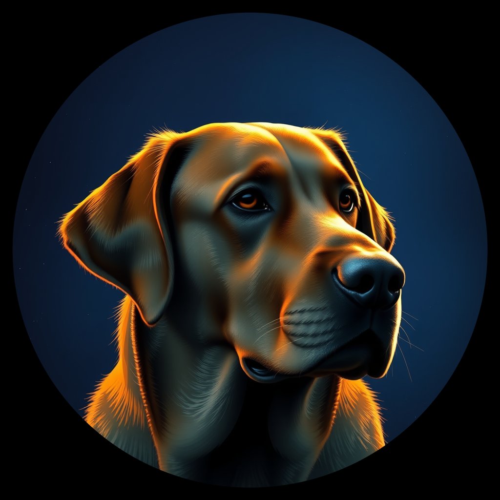 Cosmic medallion portrait of cHD11_47_cHD11_47, a Labrador Retriever