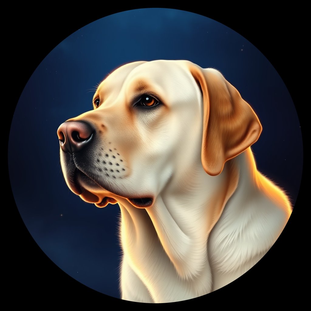 Cosmic medallion portrait of cHD11_49_cHD11_49, a Labrador Retriever