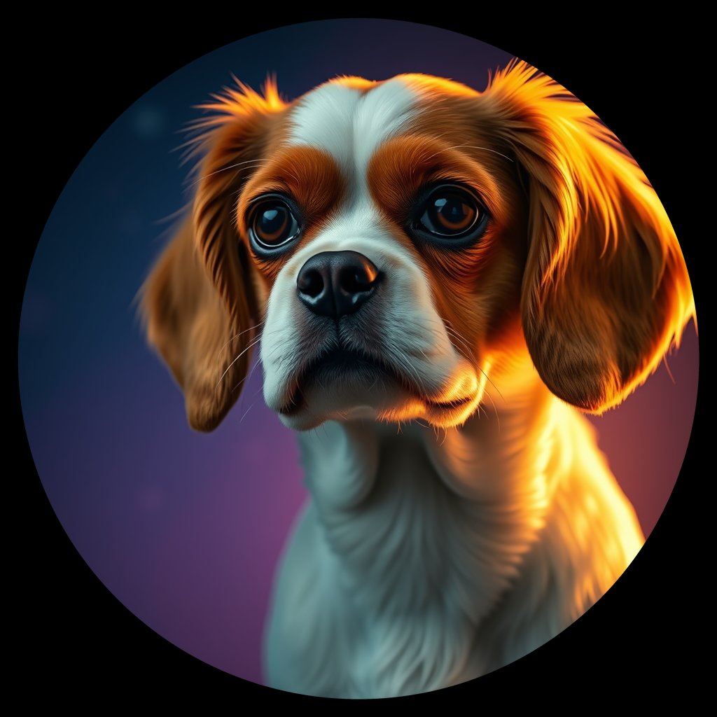 Cosmic medallion portrait of cHD11_51_cHD11_51, a Cavalier King Charles Spaniel